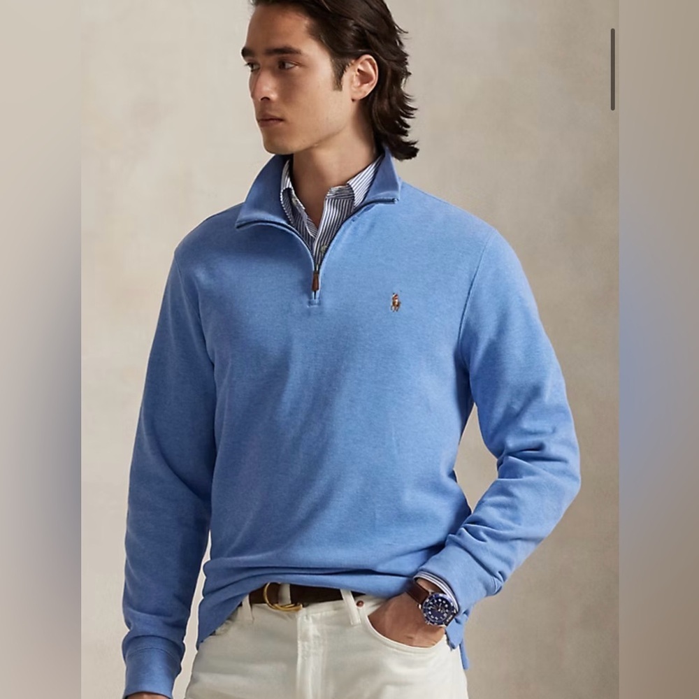 Polo by Ralph Lauren Men's Light Blue Quarter-Zip Pullover - XL